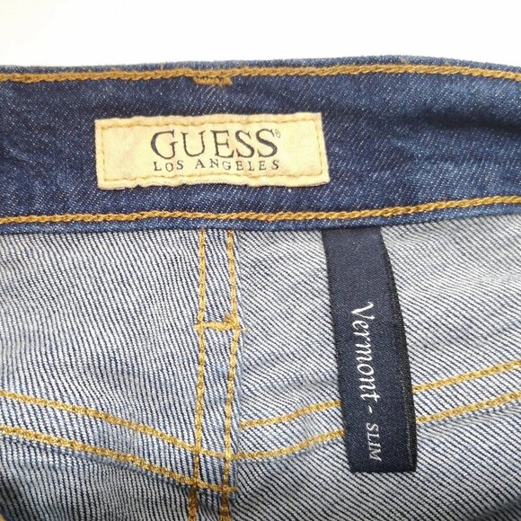 Guess Men's Size 36/32 Vermont Slim Medium Wash Blue Jeans - Picture 3 of 16